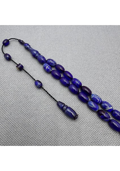 Muhammed Tacir Usta Işçilikli Mavi Hareli Sıkma Kehribar Tespih indirimleri