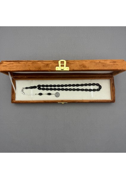 Babalar Günü Özel 925 Ayar Gümüş Püsküllü Siyah Hareli Sıkma Kehribar Tespih fiyatları