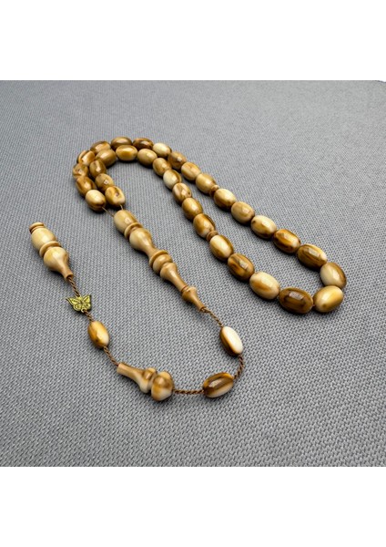 Emine Reşvani Usta Işçilikli Açık Kahverengi Hareli Sıkma Kehribar Tespih fiyatları