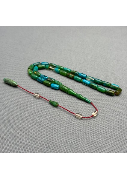 Usta Işçilikli Yeşil ve Turkuaz Renk Yogun Hare Desenli Sıkma Kehribar Tespih fırsatları