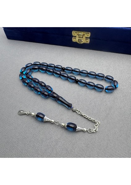 Alpaka Püsküllü Okyanus Mavisi Kapsül Kesim Sıkma Kehribar Tespih modelleri