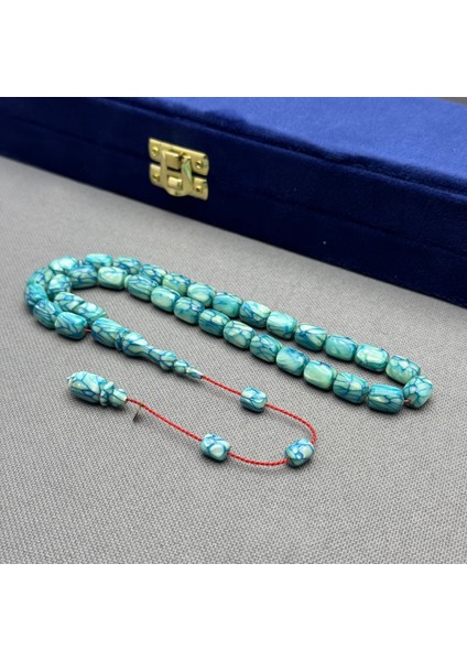 Dalgıç Usta Işçilikli Özel Seri Fransız Turkuaz Galalith ( Galanit ) Tespih