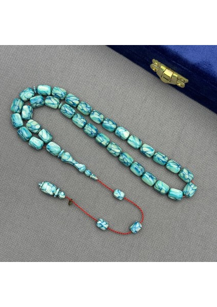 Dalgıç Usta Işçilikli Özel Seri Fransız Turkuaz Galalith ( Galanit ) Tespih fiyatları