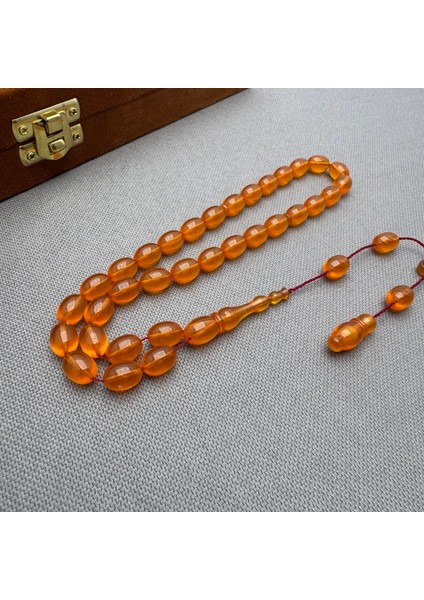 Usta Işçilikli Sistem Dizayn Turuncu Buğulu Hamur Sıkma Kehribar Tespih