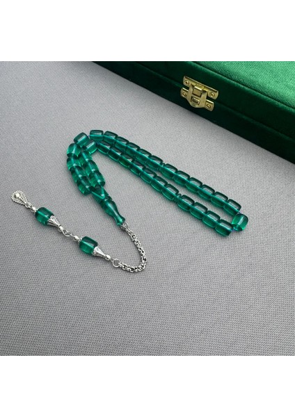 Alpaka Püsküllü Zümrüt Yeşil Sıkma Kehribar Tespih fırsatları