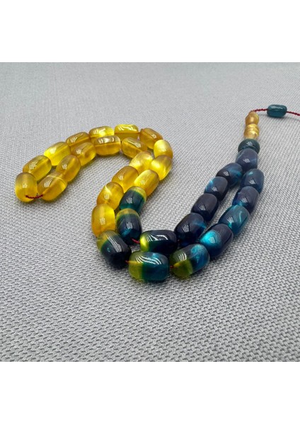 Usta Işçilikli Renk Süzmesi Simli Sıkma Kehribar Tespih