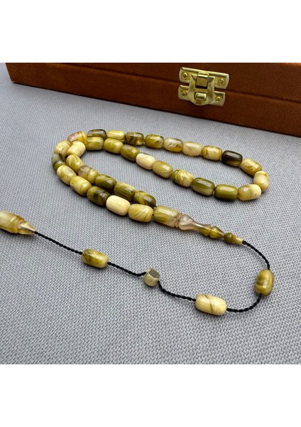 Halil Demirkol Usta Işçilikli Sütlü Kahve Yoğun Hareli Sıkma Kehribar Tespih