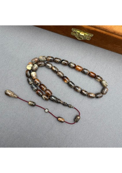 Halil Demirkol Usta Işçilikli Kahverengi Duman Gri Hareli Sıkma Kehribar Tespih indirimleri