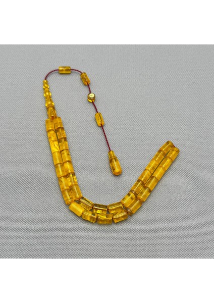 Erkan Çubukçu Usta Işçilikli Sarı Hareli Kesme Sıkma Kehribar Tespih fiyatları