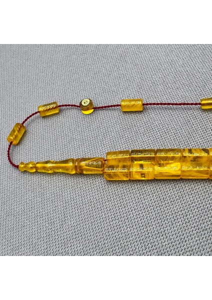 Erkan Çubukçu Usta Işçilikli Sarı Hareli Kesme Sıkma Kehribar Tespih indirimleri