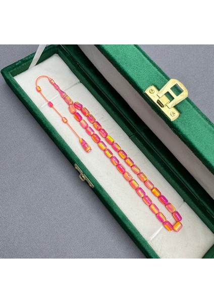 Usta Işçilikli Pembe Yoğun Hareli Orjinal Opal Tespih