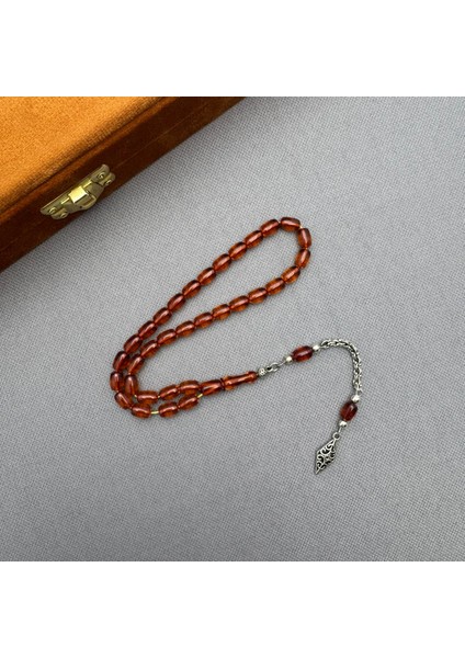 Alpaka Püsküllü Bürokrat Bilek Boy Bal Rengi Sıkma Kehribar Tespih fiyatları