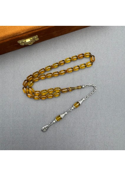 Alpaka Püsküllü Bal Rengi Özel Döküm Kapsül Kesim Sıkma Kehribar Tespih fiyatları