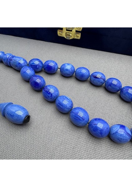 Sistemli Yoğun Hare Desenli Saks Mavisi Efe Maskot Tespih fiyatları