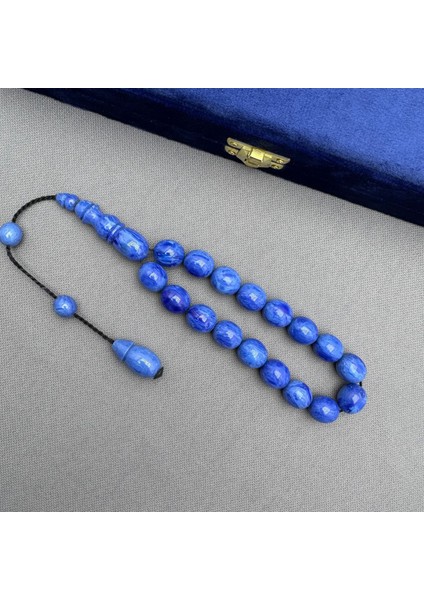 Sistemli Yoğun Hare Desenli Saks Mavisi Efe Maskot Tespih modelleri