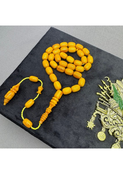 Özel Kutusunda Usta Işçilikli Sıkma Kehribar Hediyelik Tespih Set