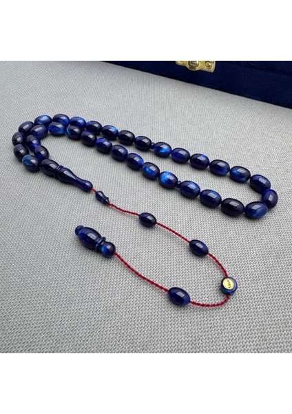 Usta Işçilikli Sistem Dizayn Okyanus Mavi Simli Hareli Hamur Sıkma Kehribar Tespih indirimleri