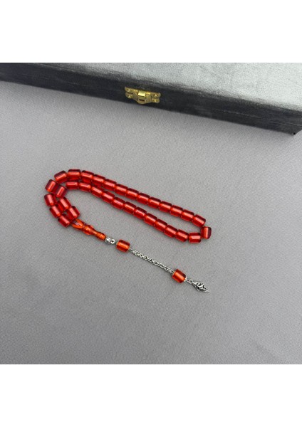 Alpaka Püsküllü Kırmızı Mısır Kapsül Kesim Kırmızı Sıkma Kehribar Tespih modelleri