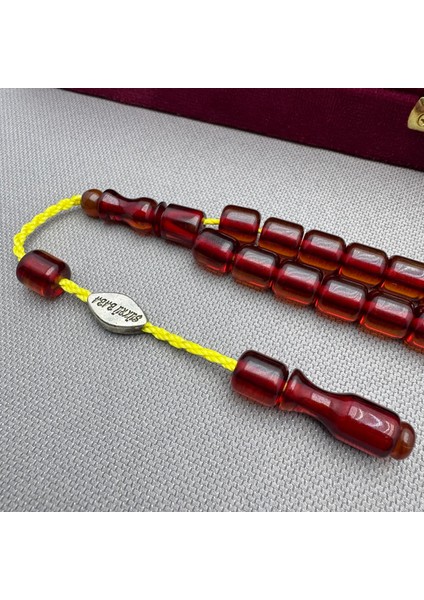 Şükrü Baba Usta Işçilikli Kızıl Kapsül Model Alman Sıkma Kehribar Tespih