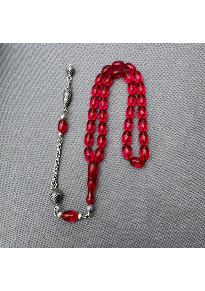 Alpaka Püsküllü Pembe Sıkma Kehribar Tespih fırsatları