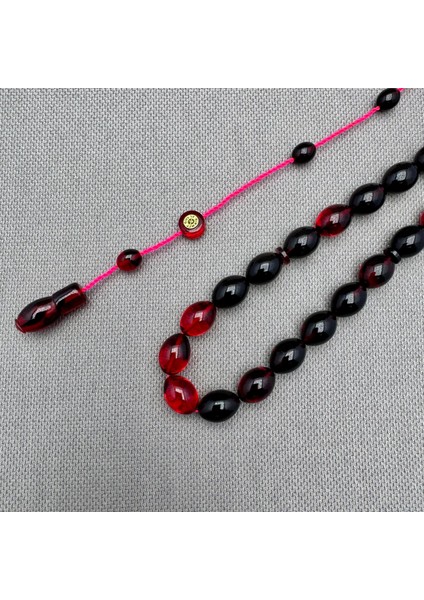 Hikmet Al Said Usta Işçilikli Yoğun Hareli Kırmızı Sıkma Kehribar Tespih