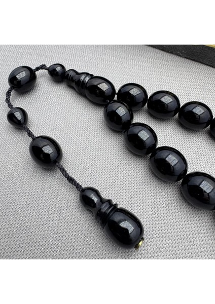 Enes Abdo Usta Işçilikli Bordo Siyah Maskot Efe Sıkma Kehribar Tespih