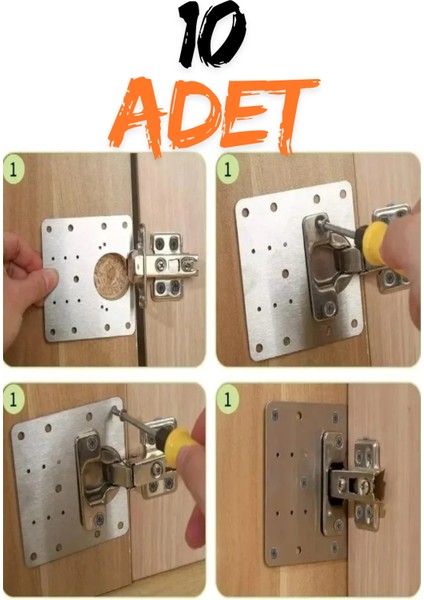Dolap Kapak Taş Menteşe Tamir Sacı Pratik Onarım Kiti 10X9.5 cm Yuva Tablası