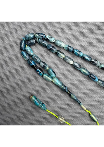 Usta Işçilikli Okyanus Mavisi Yorun Dalga Hareli Sıkma Kehribar Tespih modelleri