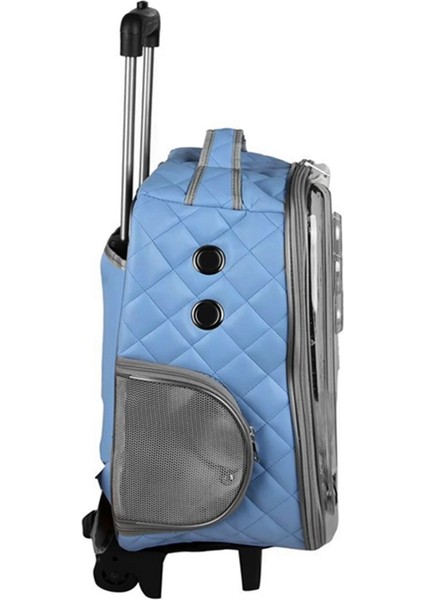 Renkli Deri Işlemeli Tekerlekli Evcil Hayvan Taşıma Çantası 25X35X40 cm