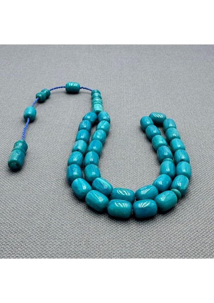 Turkuaz Sıkma Kehribar Tespih