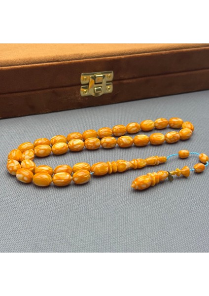 Dalgıç Usta Işçilikli Özel Seri Fransız Turuncu Galalith ( Galanit ) Tespih