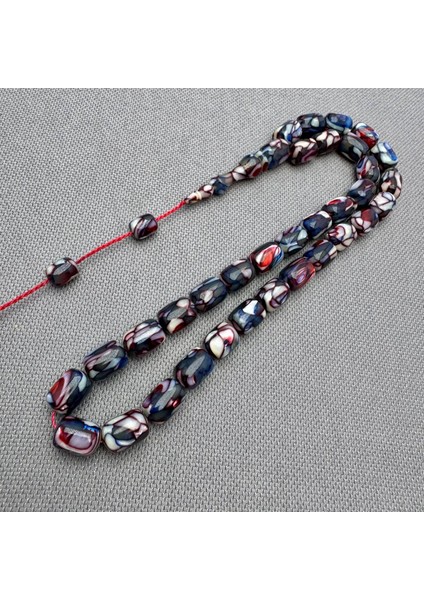 Dalgıç Usta Işçilikli Özel Seri Mavi Kırmızı Fransız Galalith ( Galanit ) Tespih fiyatları