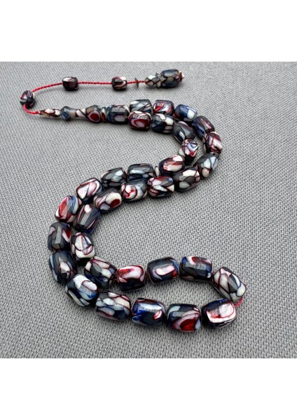 Dalgıç Usta Işçilikli Özel Seri Mavi Kırmızı Fransız Galalith ( Galanit ) Tespih modelleri