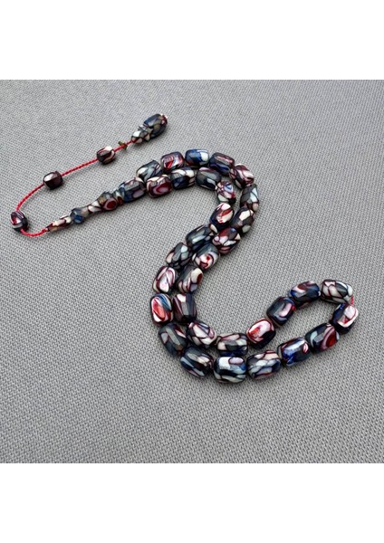 Dalgıç Usta Işçilikli Özel Seri Mavi Kırmızı Fransız Galalith ( Galanit ) Tespih fırsatları