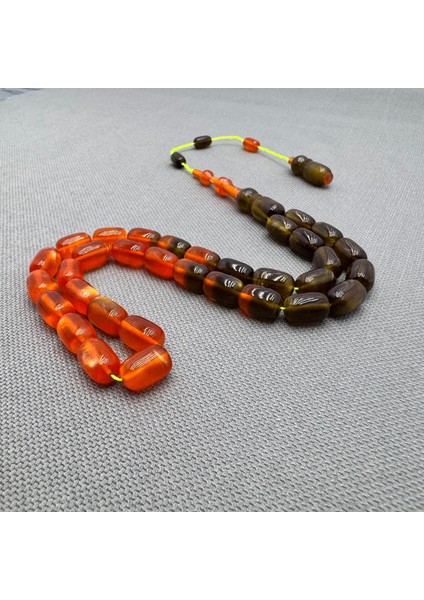 Usta Işçilikli Çift Renk Simli Sıkma Kehribar Tespih