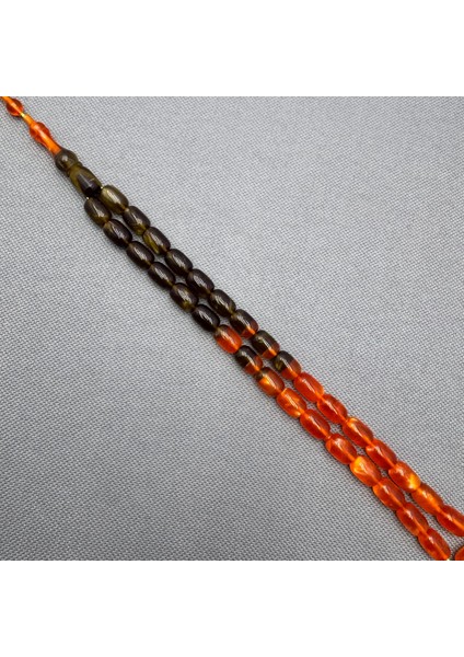 Usta Işçilikli Çift Renk Simli Sıkma Kehribar Tespih indirimleri