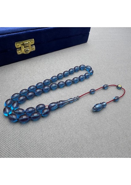 Usta Işçilikli Sistem Dizayn Petrol Mavi Buğulu Hamur Sıkma Kehribar Tespih indirimleri