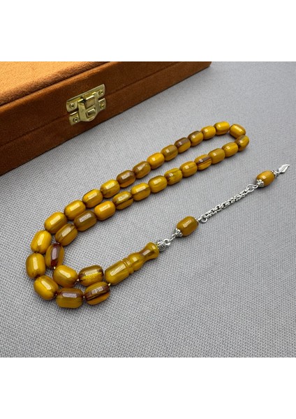 Alpaka Püsküllü Renk Alan Simli Dik Damar Haleri Sıkma Kehribar Tespih fiyatları