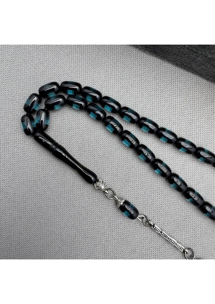 Alpaka Püsküllü Petrol Yeşil Şeffaf Renk Sürmeli Model Sıkma Kehribar Tespih modelleri