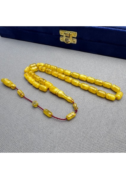 Usta Işçilikli Yoğun Sistem Dizayn Sarı Yoğun Hareli Sıkma Kehribar Tespih