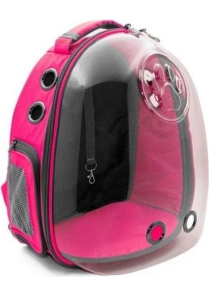 Pembe Şeffaf Kedi ve Köpek Taşıma Çantası 25X30X40 cm
