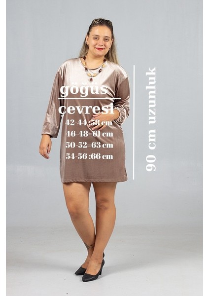 Maksimum Şıklık Kolyeli Büyük Beden Kadife Tunik fiyatları