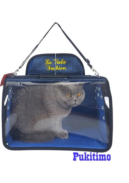 Mavi Şeffaf Kedi ve Köpek Sırt Çantası, Evcil Hayvan Taşıma, Rahat Kullanım