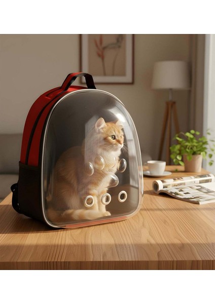 Kırmızı Kedi Köpek Taşıma Çantası, Seyahat ve Günlük Kullanım Için Ideal