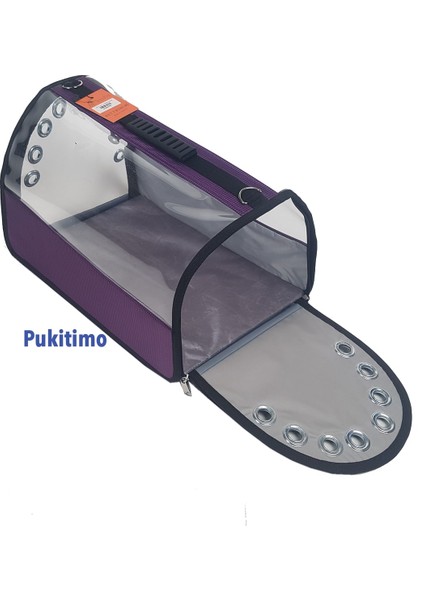 Mor Şeffaf Kedi ve Köpek Taşıma Çantası, Dayanıklı ve Şık Tasarım