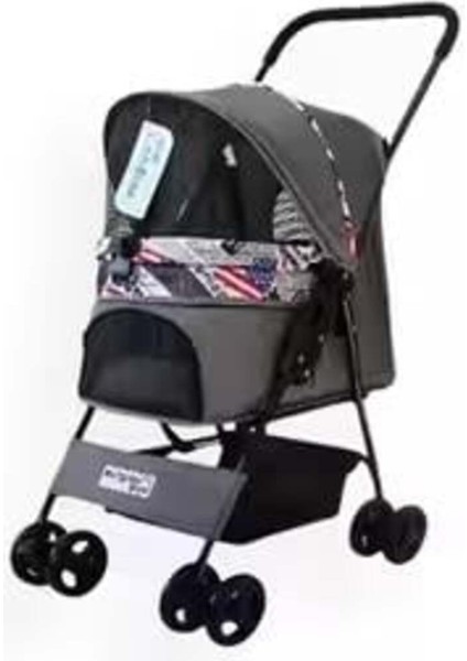 Siyah Kedi ve Köpek Taşıma Arabası 42X69,5X88 Cm, Hafif ve Kullanışlı