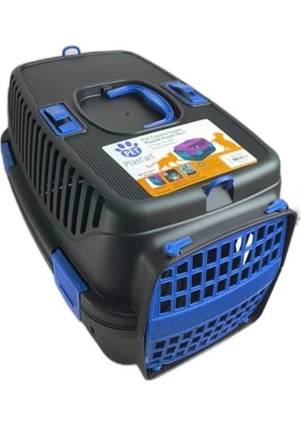 Mavi Plastik Taşıma Çantası, Kedi ve Köpekler Için Rahat ve Güvenli Seyahat