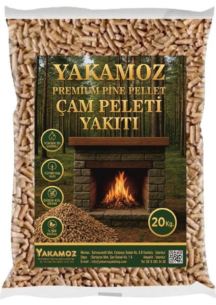 Yüksek Isı Değerli A1 Kalite Ithal Dumansız %100 Çam Peleti Yakıtı 20 kg