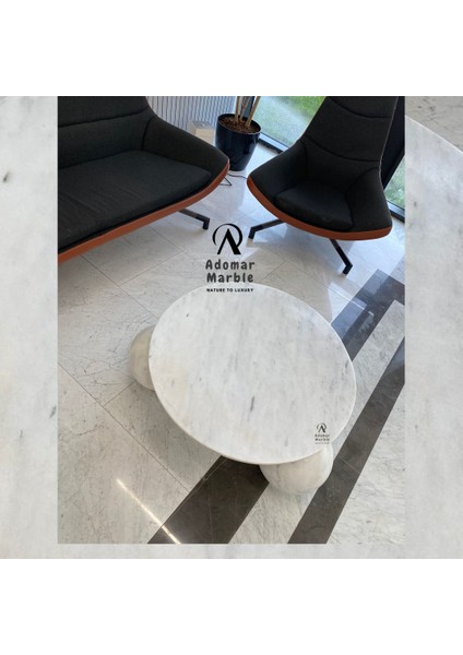 Beyaz Mermer Yuvarlak Orta Sehpa (Çap 90 cm – Yükseklik 30 Cm) modelleri