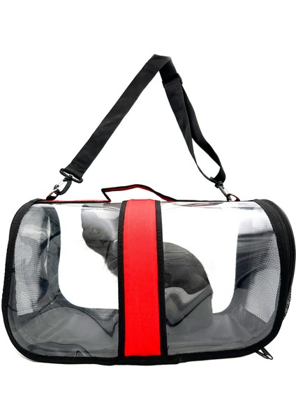 Şeffaf Omuz Askılı Fileli Evcil Hayvan Taşıma Çantası, Kırmızı Renk fiyatları